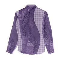 Polynesian Tribal Pattern Patchwork Picturesque Women Casual Shirt Deep Violet LT7 - Polynesian Pride