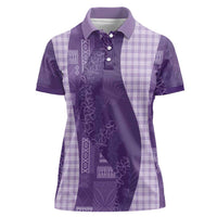 Polynesian Tribal Pattern Patchwork Picturesque Women Polo Shirt Deep Violet