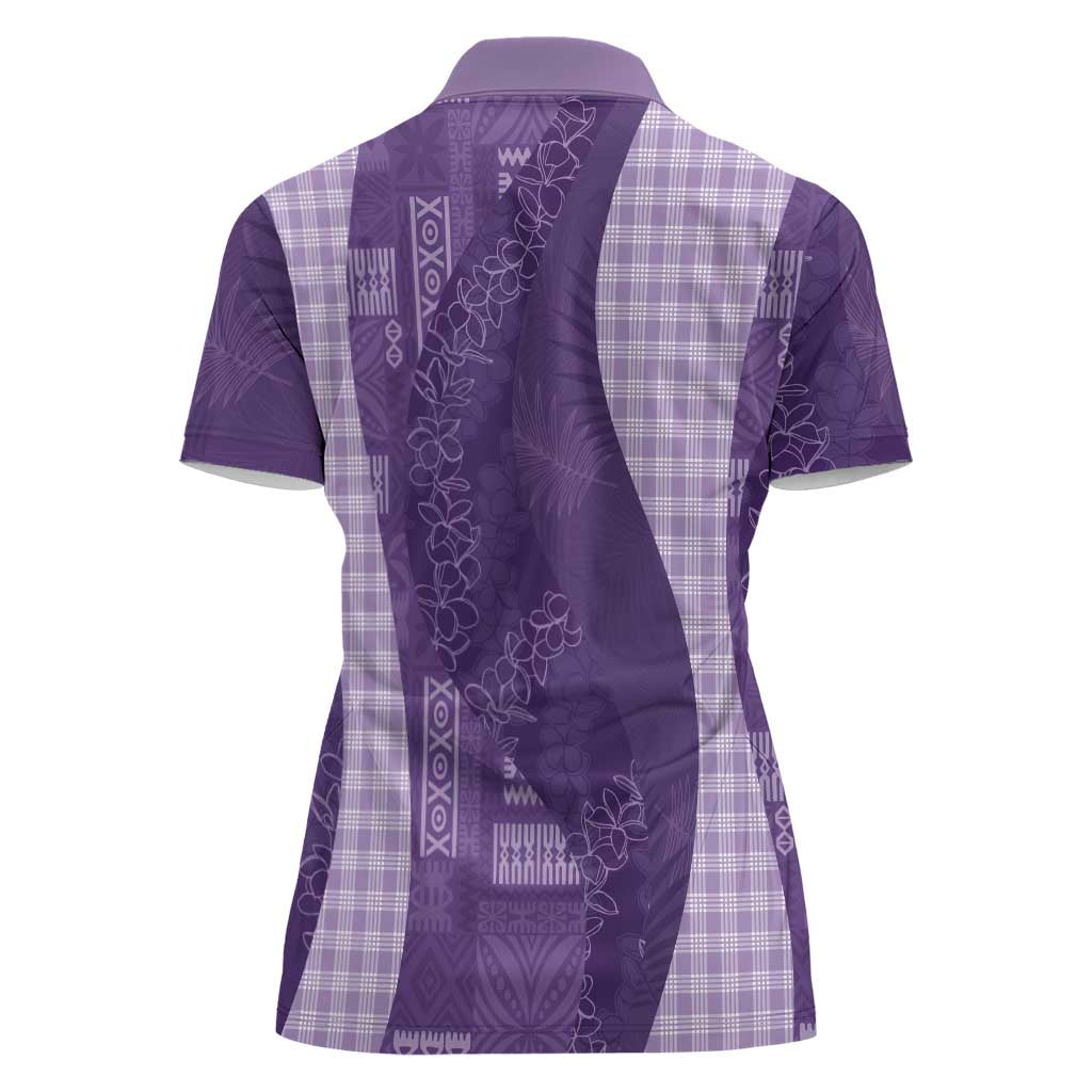Polynesian Tribal Pattern Patchwork Picturesque Women Polo Shirt Deep Violet