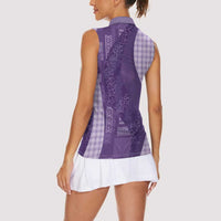 Polynesian Tribal Pattern Patchwork Picturesque Women Sleeveless Polo Shirt Deep Violet LT7 - Polynesian Pride
