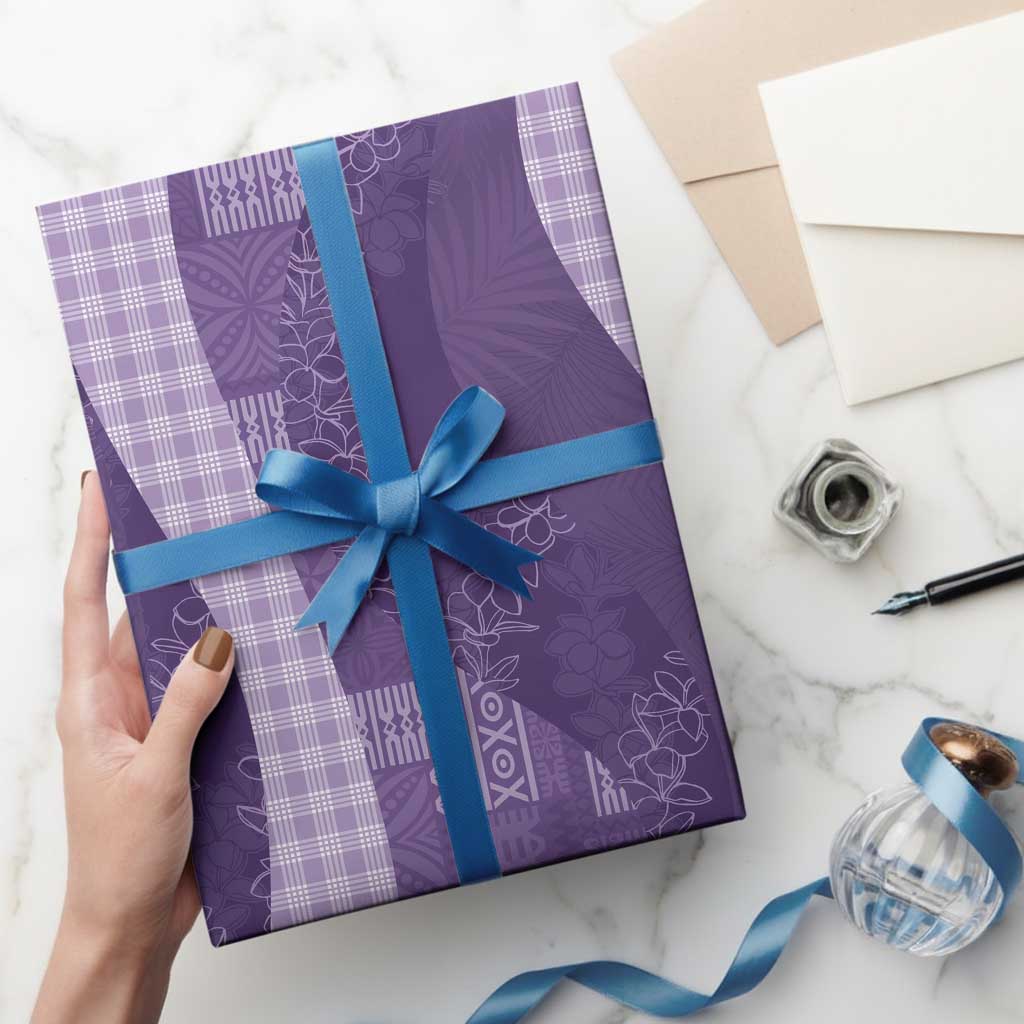 Polynesian Tribal Pattern Patchwork Picturesque Wrapping Paper Deep Violet LT7 - Polynesian Pride