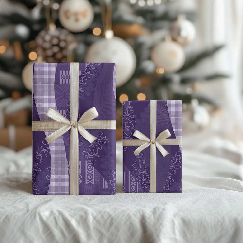 Polynesian Tribal Pattern Patchwork Picturesque Wrapping Paper Deep Violet LT7 - Polynesian Pride