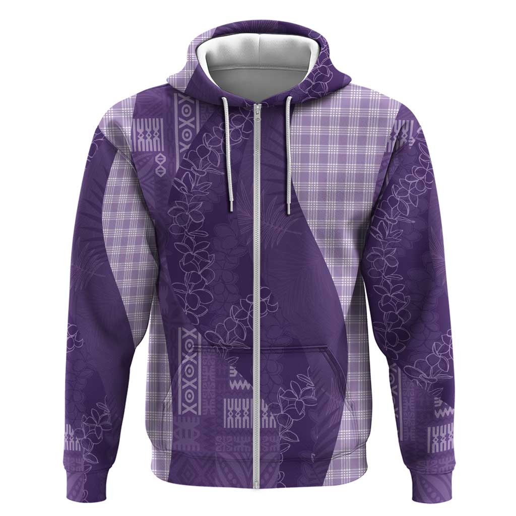 Polynesian Tribal Pattern Patchwork Picturesque Zip Hoodie Deep Violet LT7 Zip Hoodie Violet - Polynesian Pride
