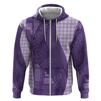 Polynesian Tribal Pattern Patchwork Picturesque Zip Hoodie Deep Violet LT7 Zip Hoodie Violet - Polynesian Pride