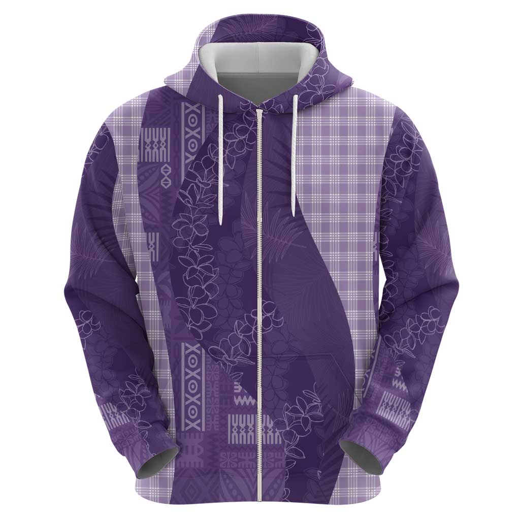 Polynesian Tribal Pattern Patchwork Picturesque Zip Hoodie Deep Violet LT7 - Polynesian Pride