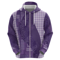 Polynesian Tribal Pattern Patchwork Picturesque Zip Hoodie Deep Violet LT7 - Polynesian Pride