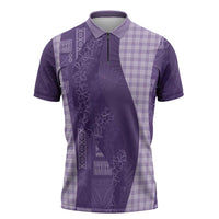 Polynesian Tribal Pattern Patchwork Picturesque Zipper Polo Shirt Deep Violet LT7 Violet - Polynesian Pride