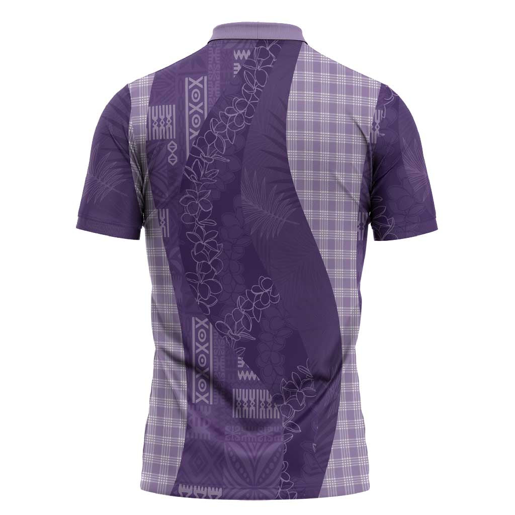 Polynesian Tribal Pattern Patchwork Picturesque Zipper Polo Shirt Deep Violet LT7 - Polynesian Pride