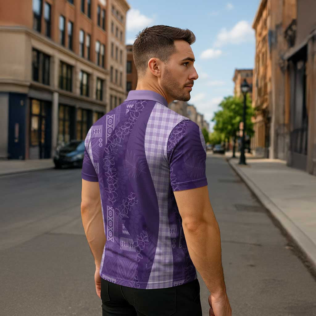 Polynesian Tribal Pattern Patchwork Picturesque Zipper Polo Shirt Deep Violet LT7 - Polynesian Pride