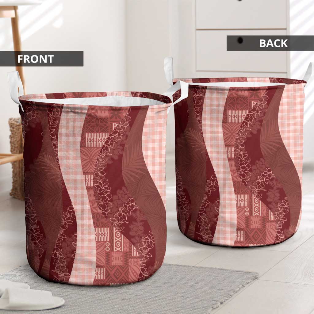 Polynesian Tribal Pattern Patchwork Picturesque Laundry Basket Crimson LT7 - Polynesian Pride
