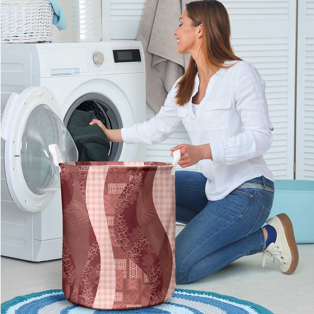Polynesian Tribal Pattern Patchwork Picturesque Laundry Basket Crimson LT7 - Polynesian Pride