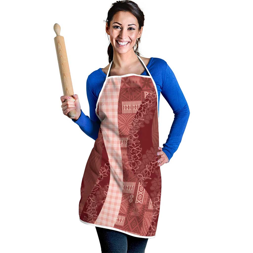 Polynesian Tribal Pattern Patchwork Picturesque Apron Crimson LT7 - Polynesian Pride