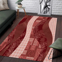 Polynesian Tribal Pattern Patchwork Picturesque Area Rug Crimson LT7 Crimson - Polynesian Pride