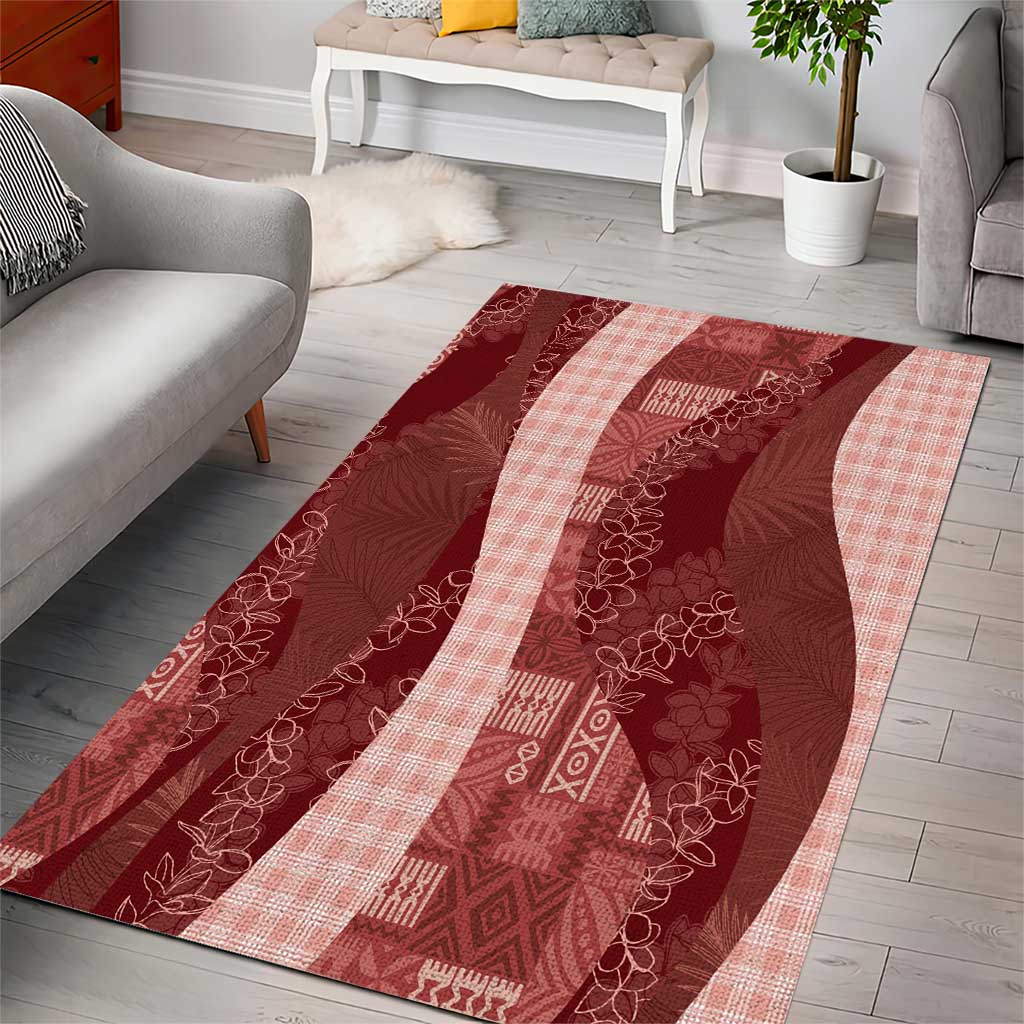 Polynesian Tribal Pattern Patchwork Picturesque Area Rug Crimson LT7 - Polynesian Pride