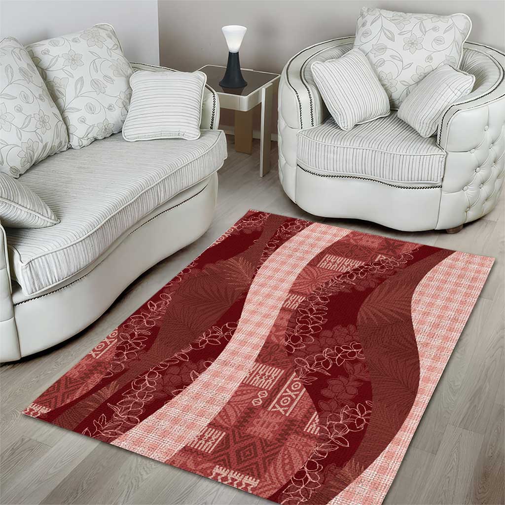 Polynesian Tribal Pattern Patchwork Picturesque Area Rug Crimson LT7 - Polynesian Pride