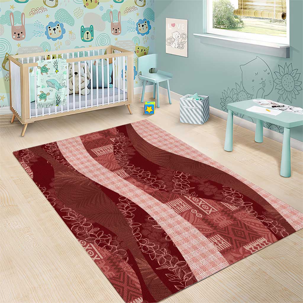 Polynesian Tribal Pattern Patchwork Picturesque Area Rug Crimson LT7 - Polynesian Pride