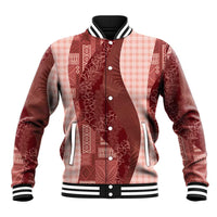 Polynesian Tribal Pattern Patchwork Picturesque Baseball Jacket Crimson LT7 Unisex Crimson - Polynesian Pride