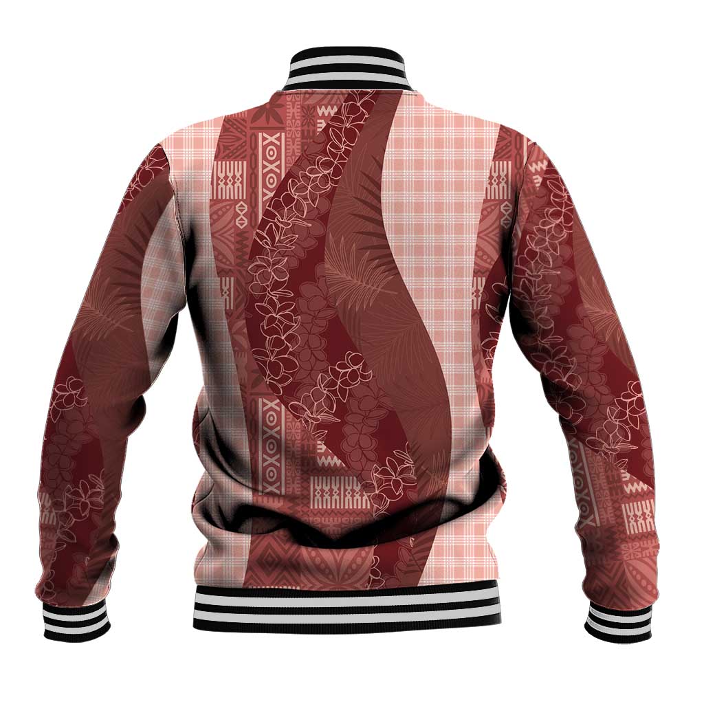 Polynesian Tribal Pattern Patchwork Picturesque Baseball Jacket Crimson LT7 - Polynesian Pride