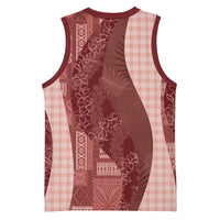 Polynesian Tribal Pattern Patchwork Picturesque Basketball Jersey Crimson LT7 - Polynesian Pride