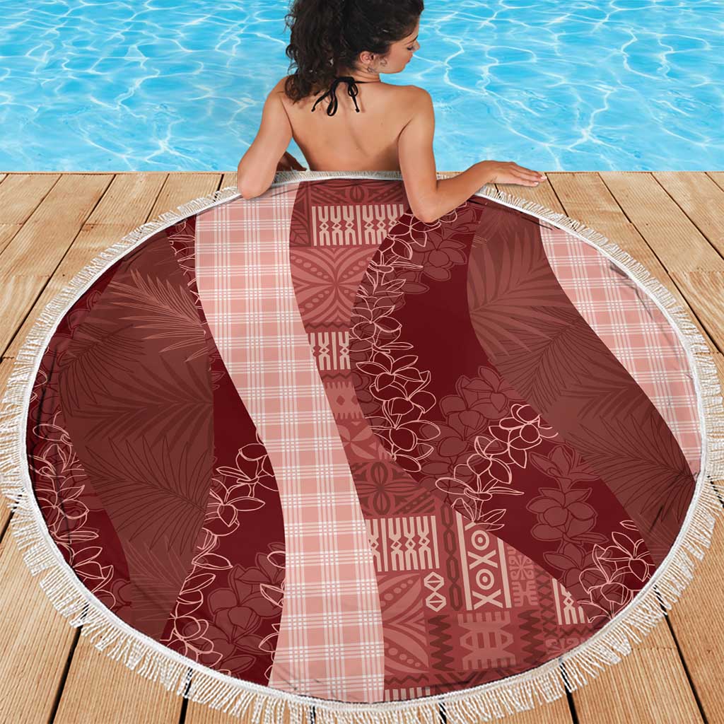 Polynesian Tribal Pattern Patchwork Picturesque Beach Blanket Crimson LT7 - Polynesian Pride