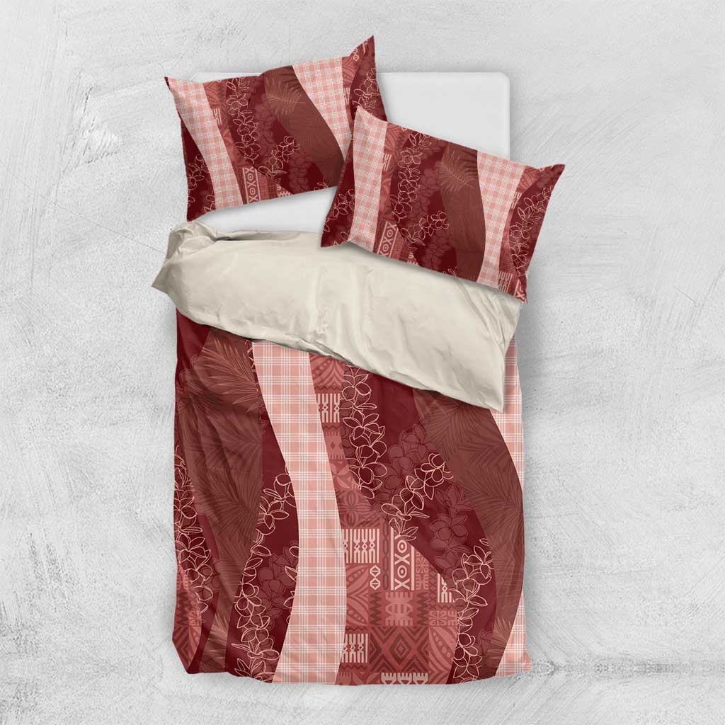 Polynesian Tribal Pattern Patchwork Picturesque Bedding Set Crimson LT7 US Twin 172cm x 218cm Crimson - Polynesian Pride