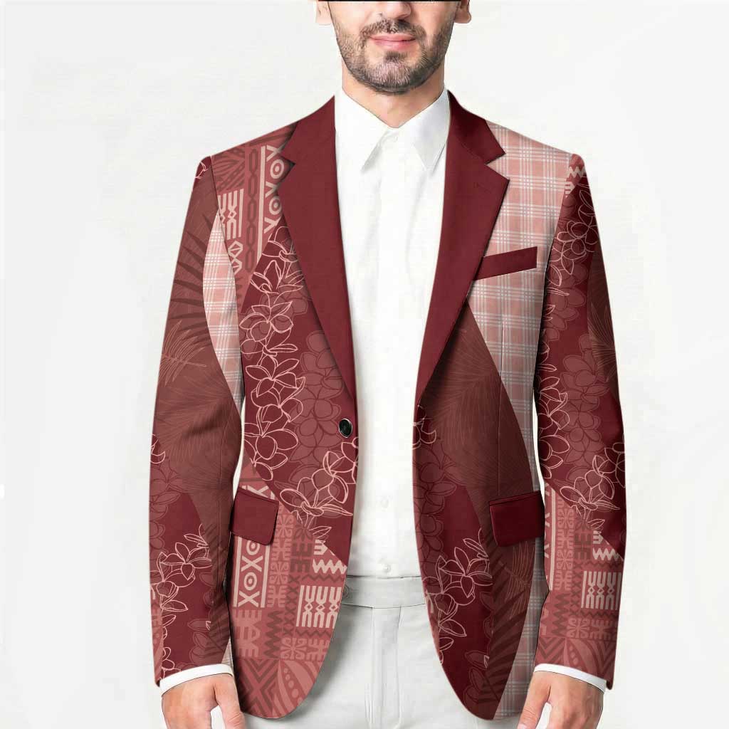 Polynesian Tribal Pattern Patchwork Picturesque Blazer Crimson LT7 - Polynesian Pride