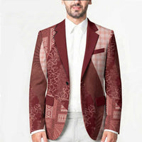 Polynesian Tribal Pattern Patchwork Picturesque Blazer Crimson LT7 - Polynesian Pride