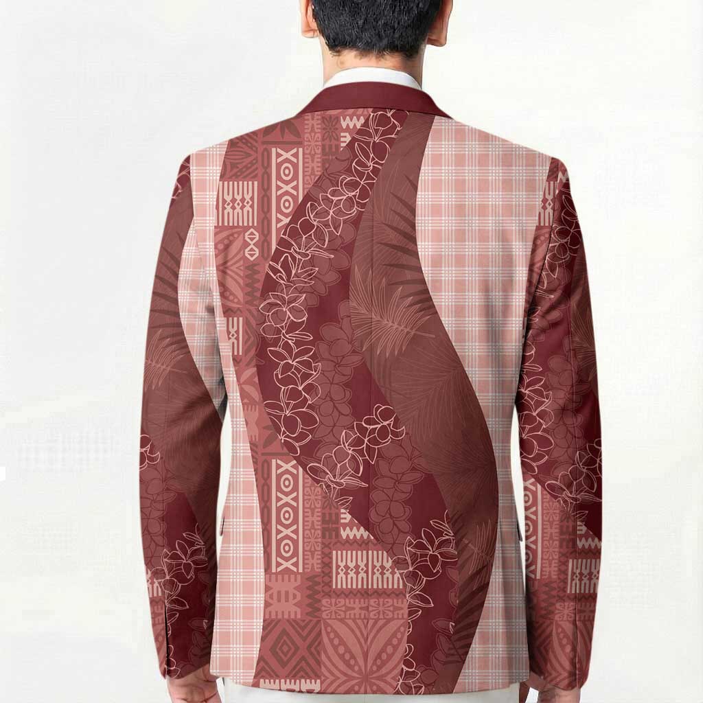 Polynesian Tribal Pattern Patchwork Picturesque Blazer Crimson LT7 - Polynesian Pride