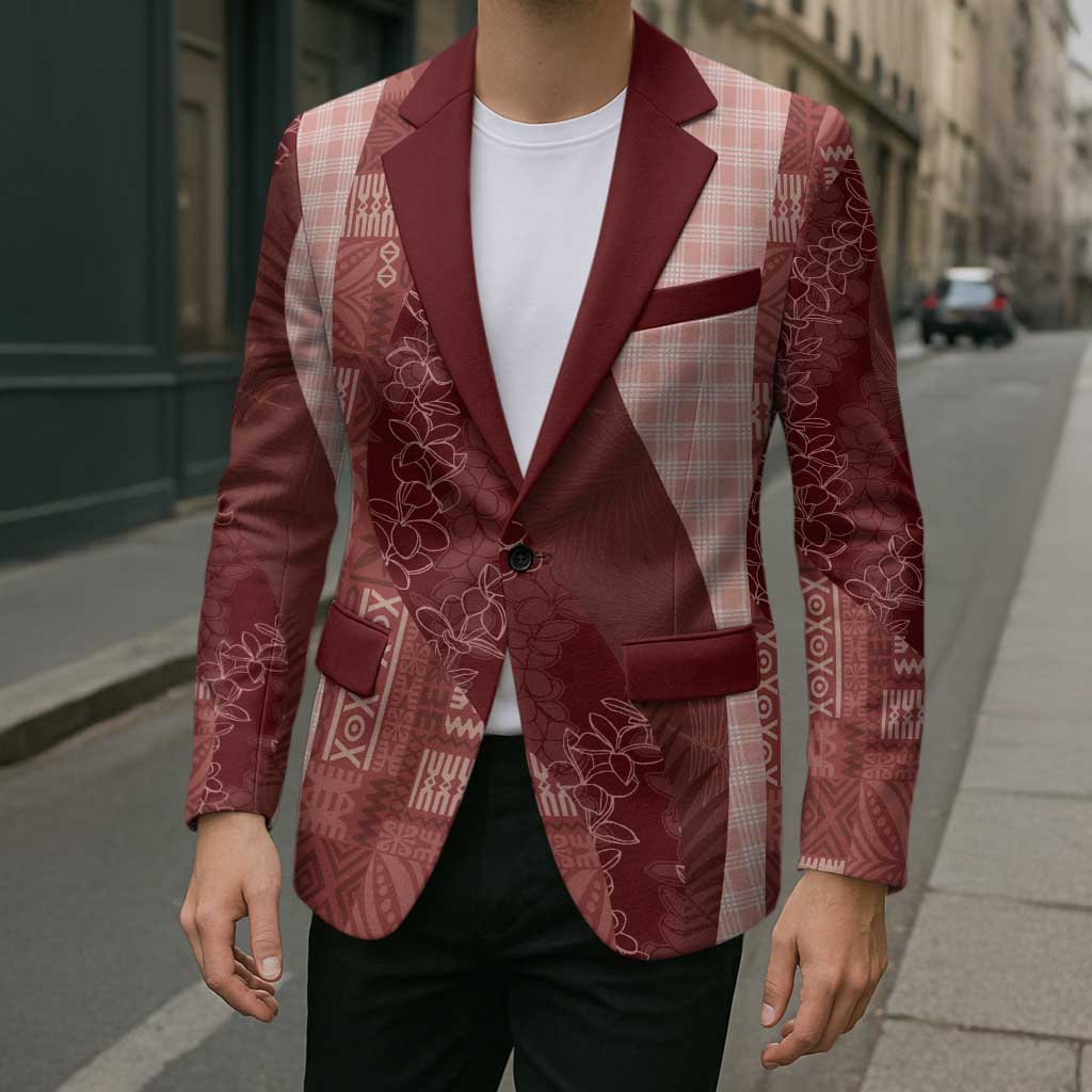 Polynesian Tribal Pattern Patchwork Picturesque Blazer Crimson LT7 - Polynesian Pride