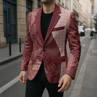 Polynesian Tribal Pattern Patchwork Picturesque Blazer Crimson LT7 - Polynesian Pride