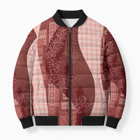 Polynesian Tribal Pattern Patchwork Picturesque Bomber Puffer Jacket Crimson LT7 Unisex Crimson - Polynesian Pride