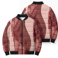 Polynesian Tribal Pattern Patchwork Picturesque Bomber Puffer Jacket Crimson LT7 - Polynesian Pride