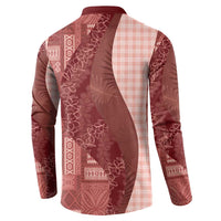 Polynesian Tribal Pattern Patchwork Picturesque Button Sweatshirt Crimson LT7 - Polynesian Pride