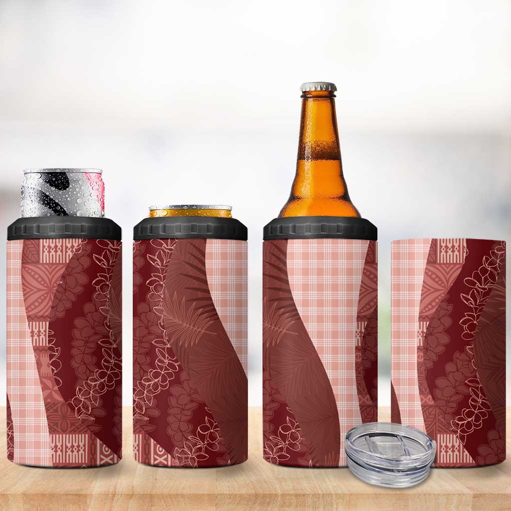 Polynesian Tribal Pattern Patchwork Picturesque 4 in 1 Can Cooler Tumbler Crimson LT7 - Polynesian Pride