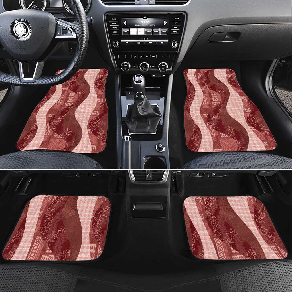 Polynesian Tribal Pattern Patchwork Picturesque Car Mats Crimson LT7 Set 4pcs Crimson - Polynesian Pride