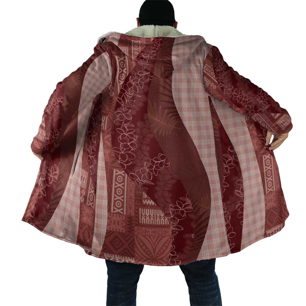 Polynesian Tribal Pattern Patchwork Picturesque Cloak Crimson LT7 - Polynesian Pride
