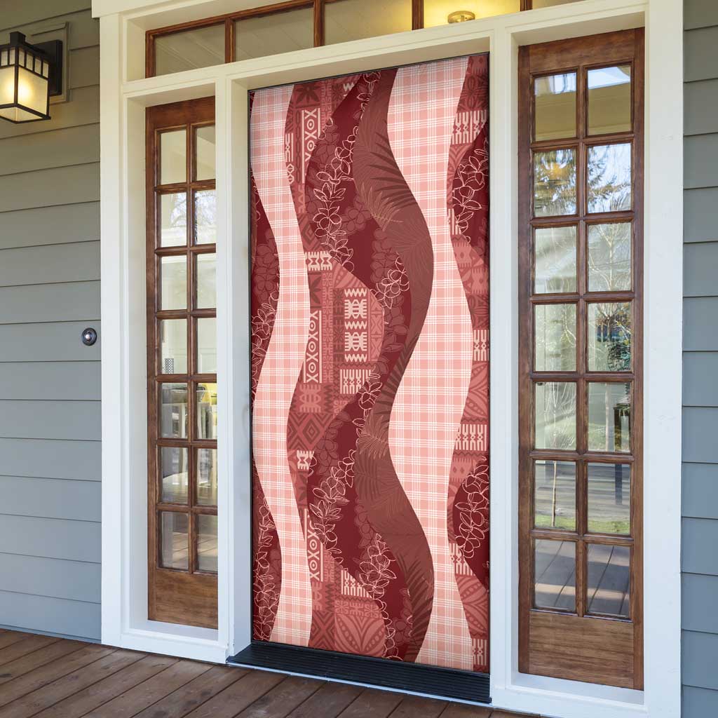 Polynesian Tribal Pattern Patchwork Picturesque Door Cover Crimson LT7 - Polynesian Pride