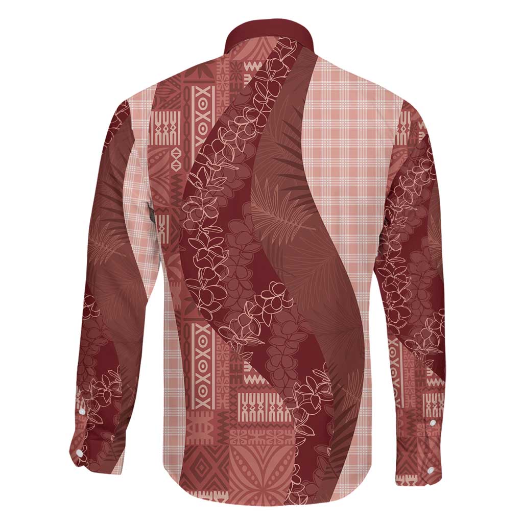 Polynesian Tribal Pattern Patchwork Picturesque Family Matching Tank Maxi Dress and Hawaiian Shirt Crimson LT7 - Polynesian Pride