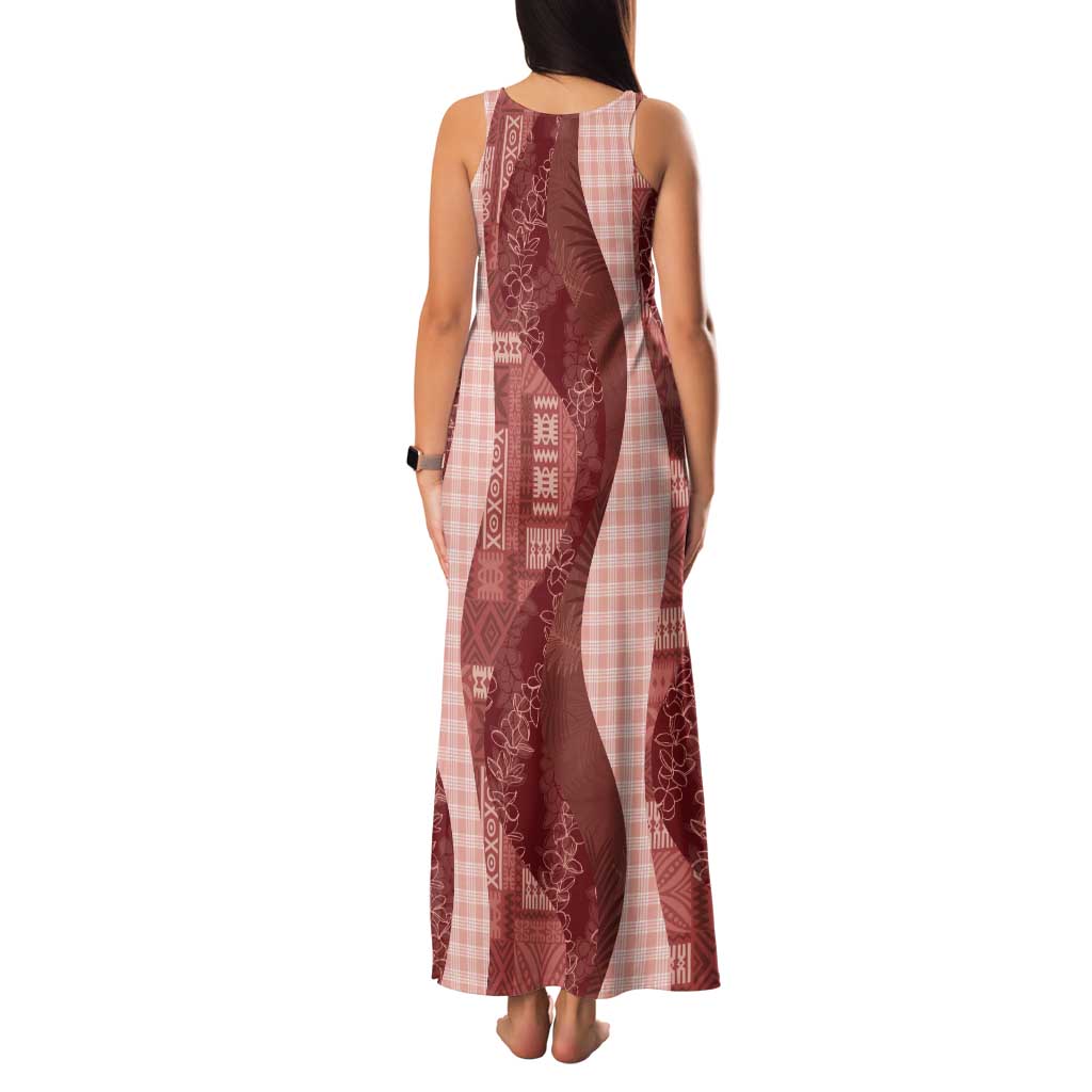 Polynesian Tribal Pattern Patchwork Picturesque Family Matching Tank Maxi Dress and Hawaiian Shirt Crimson LT7 - Polynesian Pride