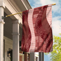 Polynesian Tribal Pattern Patchwork Picturesque Garden Flag Crimson LT7 House Flag Crimson - Polynesian Pride