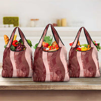 Polynesian Tribal Pattern Patchwork Picturesque Grocery Bag Crimson LT7 3-pack One Size Crimson - Polynesian Pride