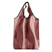 Polynesian Tribal Pattern Patchwork Picturesque Grocery Bag Crimson LT7 - Polynesian Pride