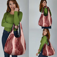 Polynesian Tribal Pattern Patchwork Picturesque Grocery Bag Crimson LT7 - Polynesian Pride