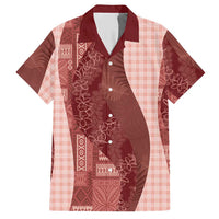 Polynesian Tribal Pattern Patchwork Picturesque Hawaiian Shirt Crimson LT7 Crimson - Polynesian Pride