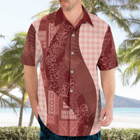 Polynesian Tribal Pattern Patchwork Picturesque Hawaiian Shirt Crimson LT7 - Polynesian Pride