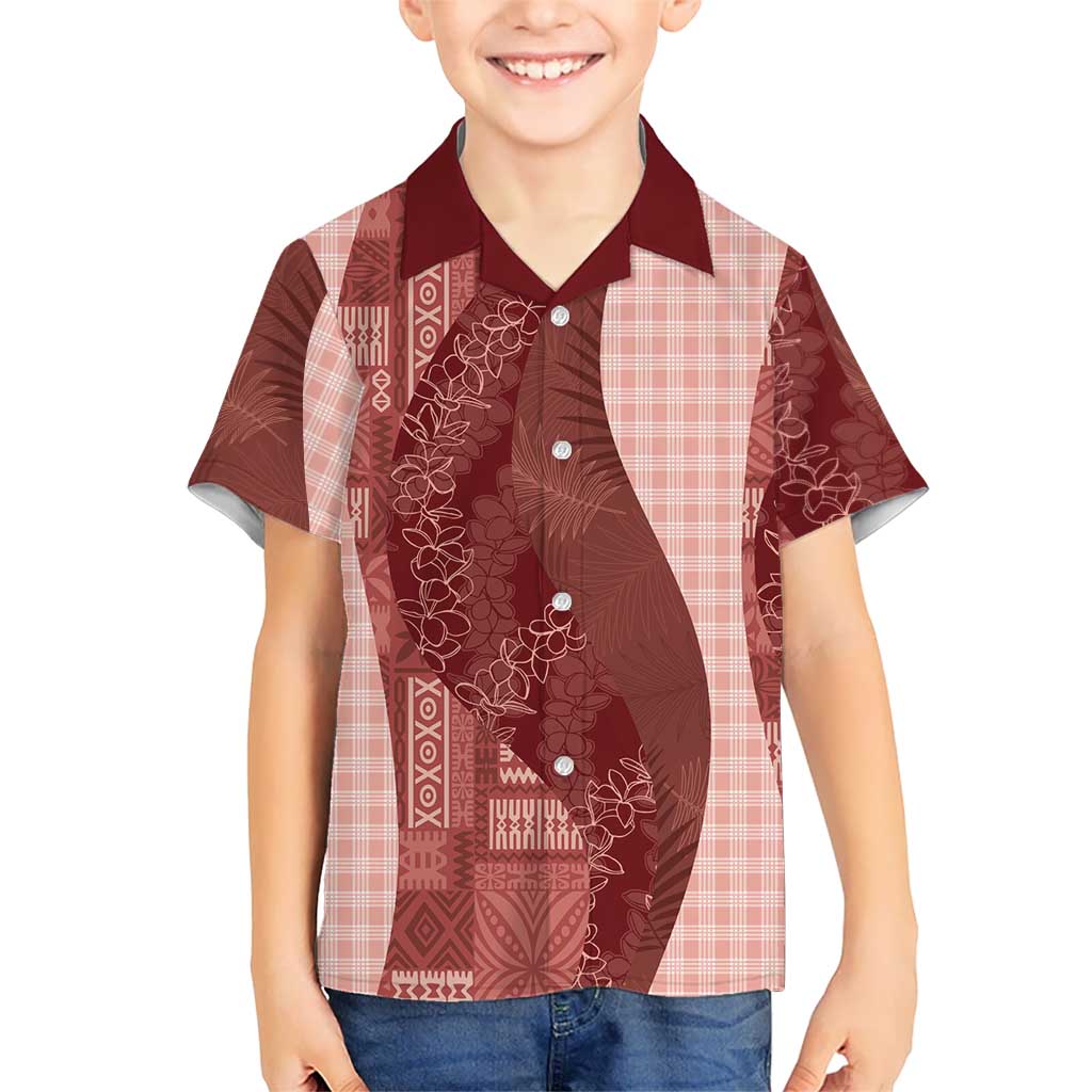 Polynesian Tribal Pattern Patchwork Picturesque Hawaiian Shirt Crimson LT7 - Polynesian Pride