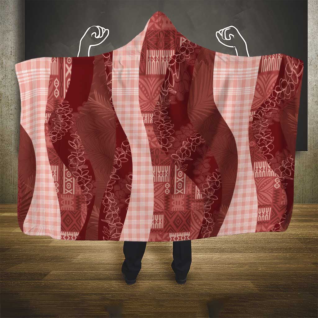 Polynesian Tribal Pattern Patchwork Picturesque Hooded Blanket Crimson LT7 - Polynesian Pride