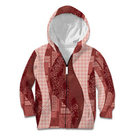 Polynesian Tribal Pattern Patchwork Picturesque Kid Hoodie Crimson LT7 Zip Hoodie Crimson - Polynesian Pride
