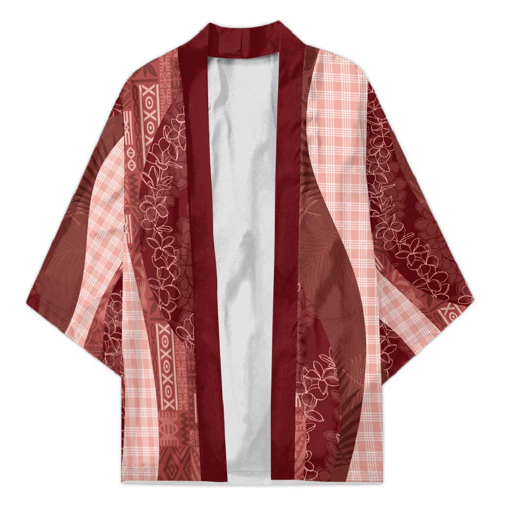 Polynesian Tribal Pattern Patchwork Picturesque Kimono Crimson LT7 Unisex Crimson - Polynesian Pride