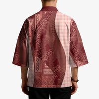 Polynesian Tribal Pattern Patchwork Picturesque Kimono Crimson LT7 - Polynesian Pride